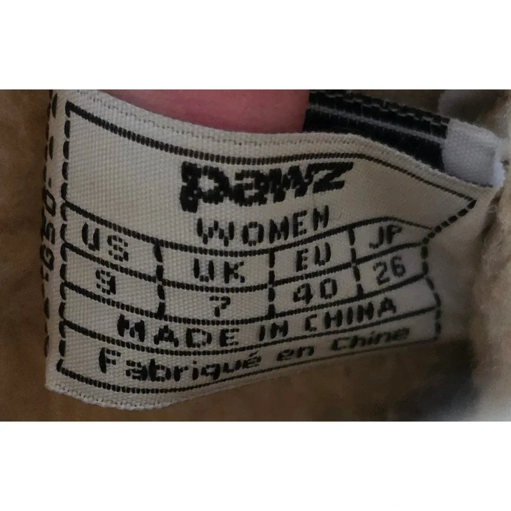 Pawz Gina Snow Boots Women Size 9 Tan Black Faux Leather Wool Blend Sherpa Lined